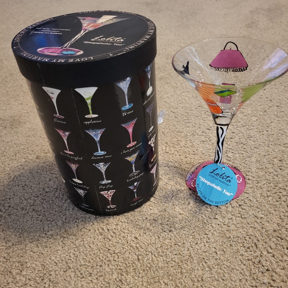 Lolita Martini Glass with Pink and Green Accents